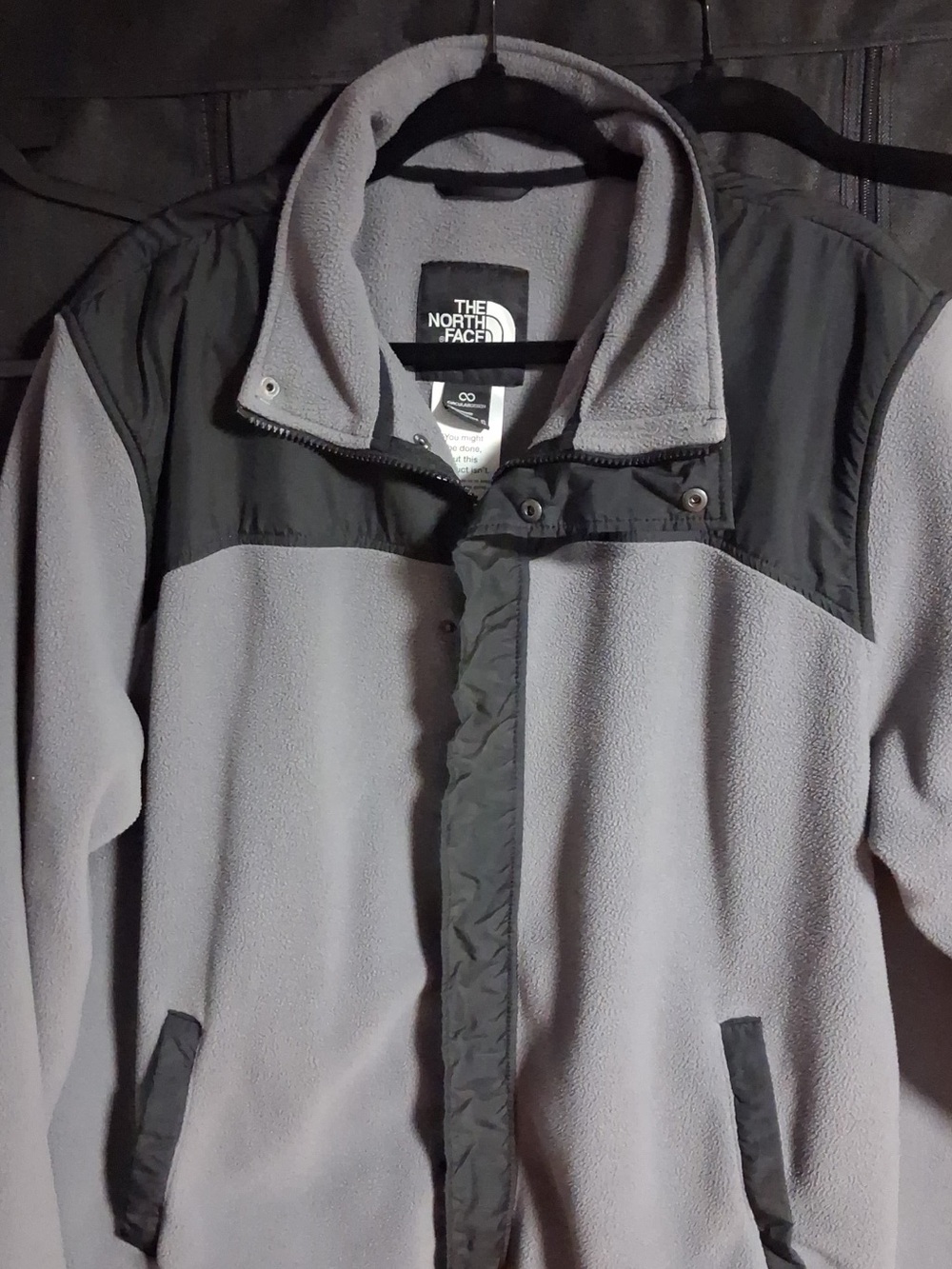 The North Face Light Gray Fleece Jacket with Black Yoke